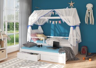 Кровать ADRK Furniture Jonasek с боковой защитой 80x180см, белая цена и информация | Детские кровати | pigu.lt