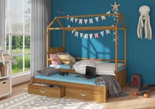 Кровать ADRK Furniture Jonasek с боковой защитой 80x180см, темно-коричневая цена и информация | Детские кровати | pigu.lt