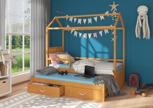 Lova ADRK Furniture Jonasek su šonine apsauga 80x180cm, rudos spalvos kaina ir informacija | Vaikiškos lovos | pigu.lt