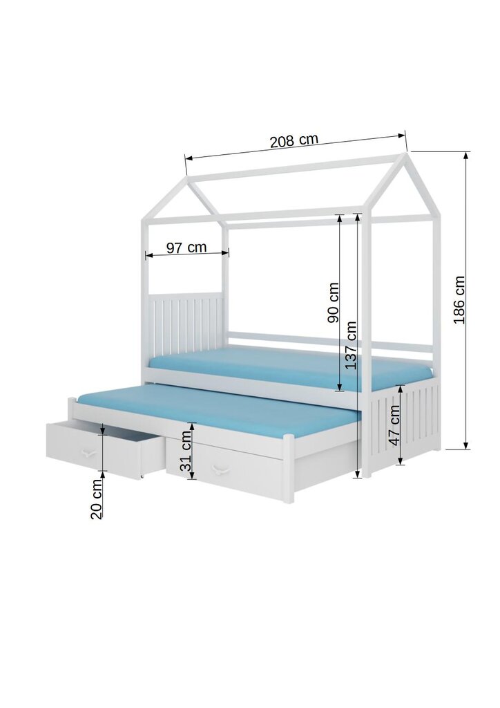 Lova ADRK Furniture Jonasek 90x200cm, šviesiai ruda kaina ir informacija | Vaikiškos lovos | pigu.lt