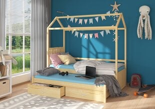 Lova ADRK Furniture Jonasek 90x200cm, šviesiai ruda kaina ir informacija | Vaikiškos lovos | pigu.lt