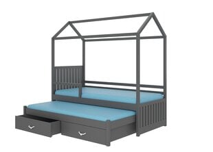 Lova ADRK Furniture Jonasek su šonine apsauga 90x200cm, tamsiai pilka kaina ir informacija | Vaikiškos lovos | pigu.lt