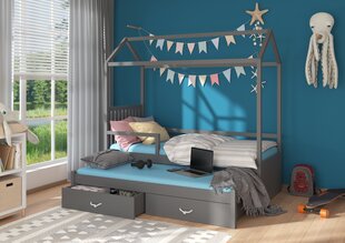 Кровать ADRK Furniture Jonasek с боковой защитой 90x200см, темно-серая цена и информация | Детские кровати | pigu.lt