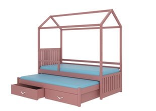 Lova ADRK Furniture Jonasek su šonine apsauga 90x200cm, rožinė kaina ir informacija | Vaikiškos lovos | pigu.lt