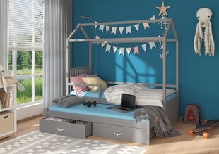 Кровать ADRK Furniture Jonasek с боковой защитой 90x200см, серая цена и информация | Детские кровати | pigu.lt