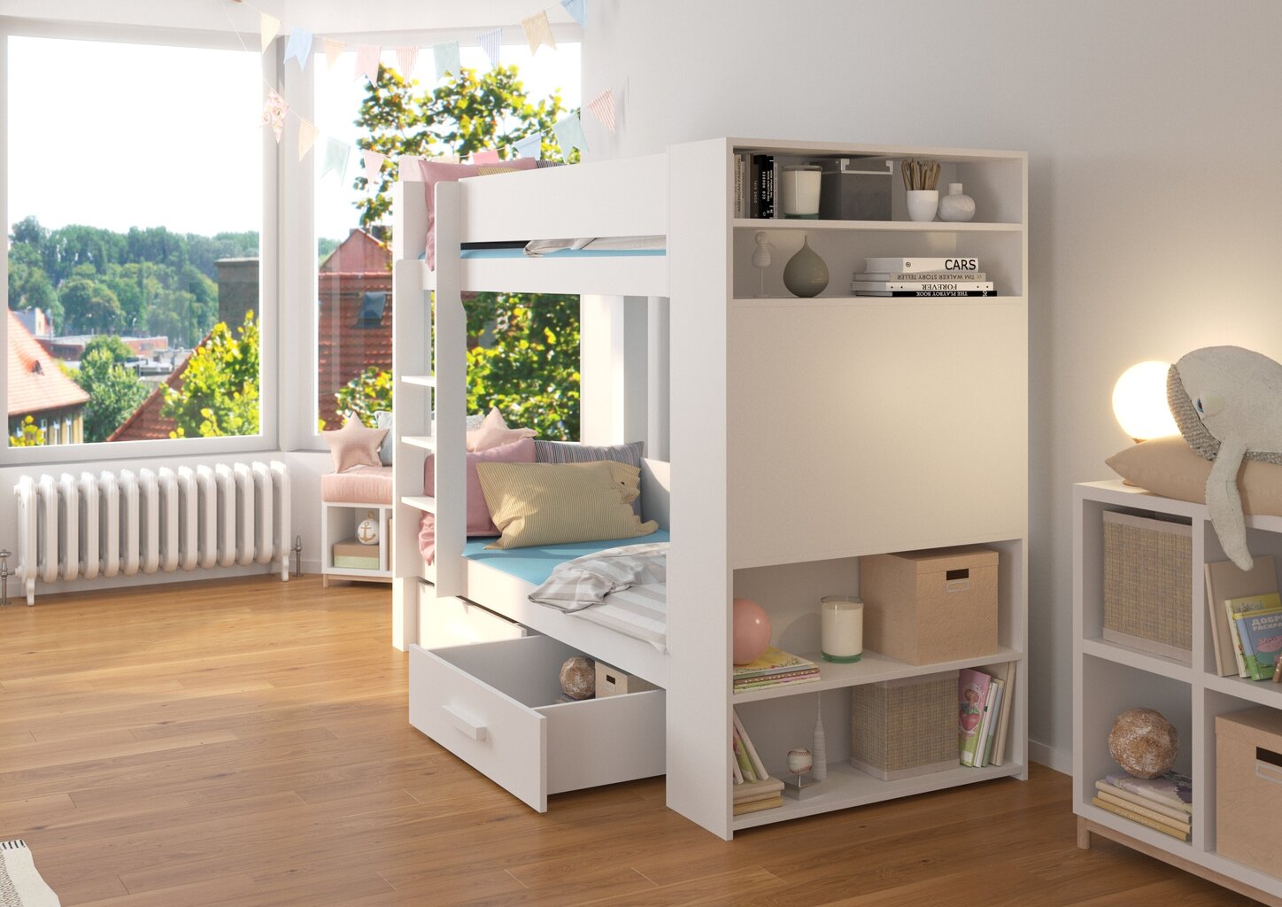 Lova ADRK Furniture Garet 80x180cm, balta/šviesiai ruda kaina ir informacija | Vaikiškos lovos | pigu.lt