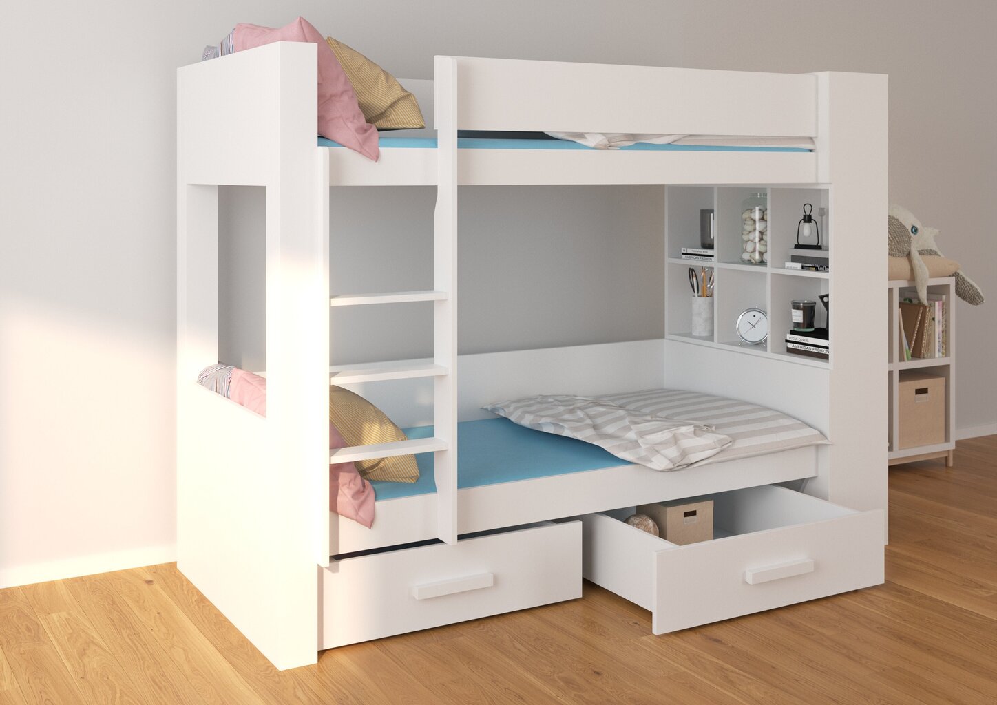 Lova ADRK Furniture Garet 90x200cm, balta/ruda kaina ir informacija | Vaikiškos lovos | pigu.lt