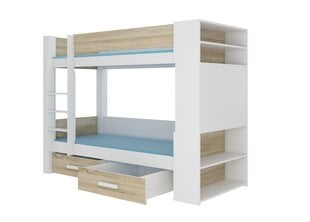 Кровать ADRK Furniture Garet 90x200см, белая/дуб цена и информация | Детские кровати | pigu.lt