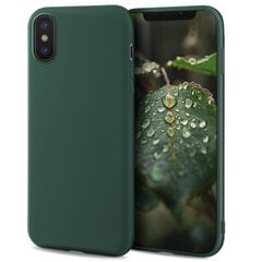 Чехол Moozy Lifestyle для iPhone X и iPhone XS, силиконовый чехол с матовым покрытием и подкладкой из мягкой микрофибры, темно-зеленый цена и информация | Чехлы для телефонов | pigu.lt