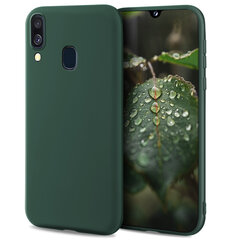 Moozy Lifestyle dėklas, skirtas Samsung A40, tamsiai žalias kaina ir informacija | Telefono dėklai | pigu.lt