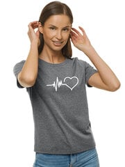 Marškinėliai moterims Heartbeat JS/SD211-43165, pilki цена и информация | Женские футболки | pigu.lt
