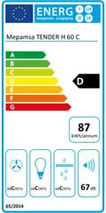 Традиционная вытяжка Mepamsa TENDER 90 cm 620 m3/h 800W C цена и информация | Вытяжки на кухню | pigu.lt