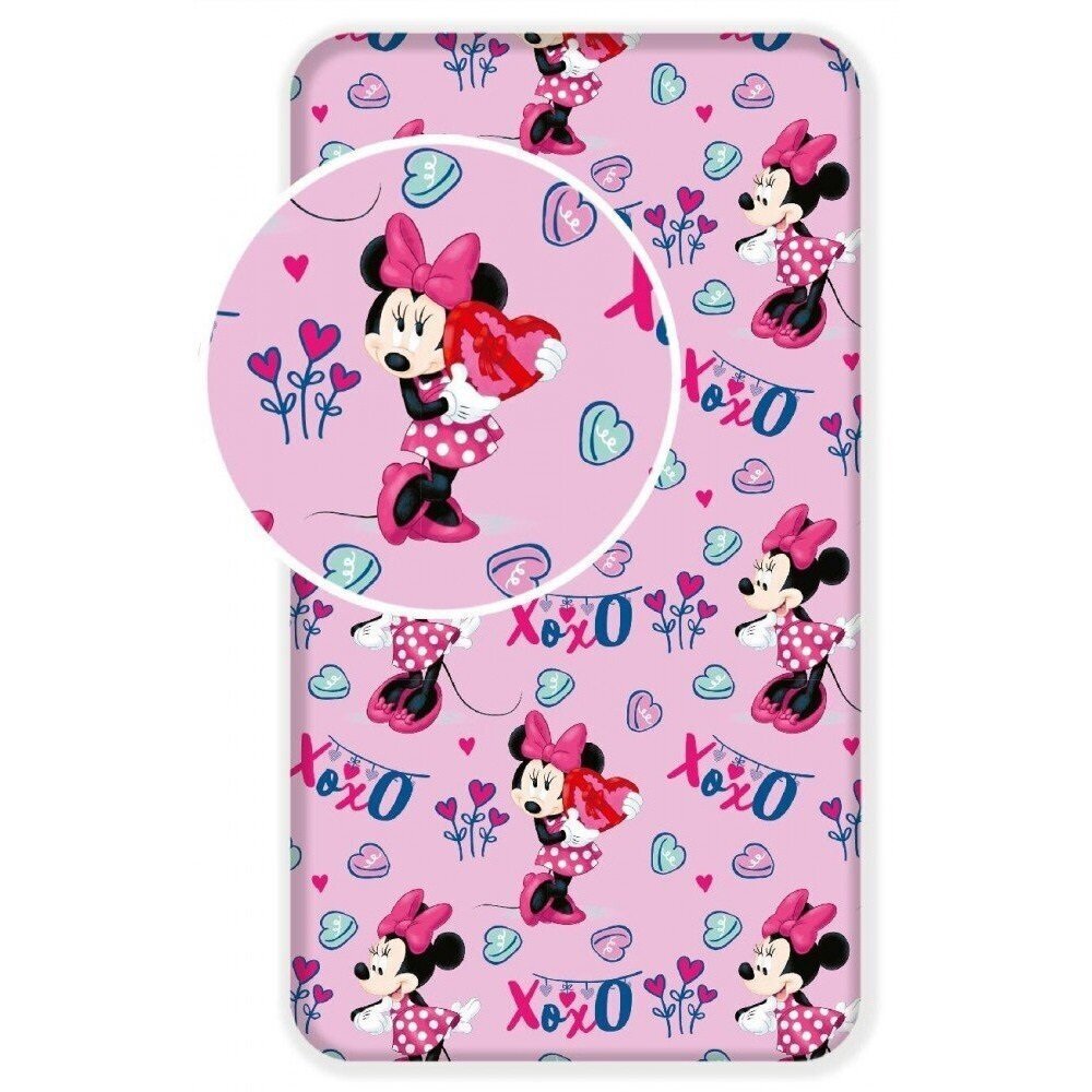 Paklodė su elastine juostele Minnie Mouse 90x200 kaina ir informacija | Paklodės | pigu.lt