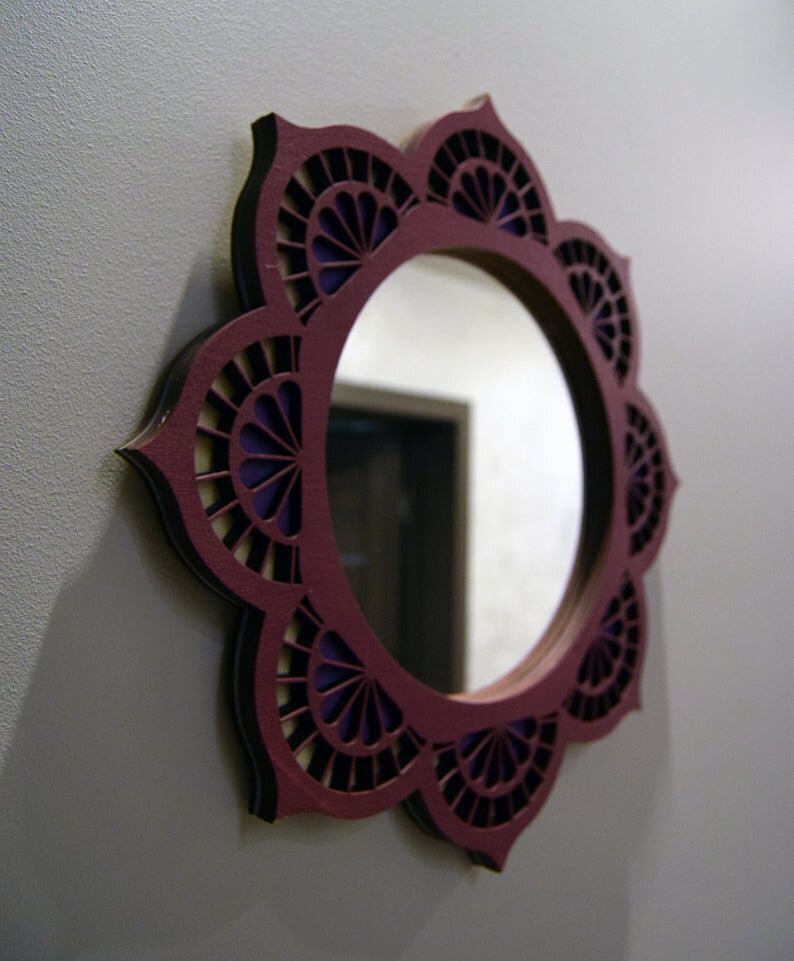 Medinis pakabinamas veidrodis-mandala, 38x38 kaina ir informacija | Veidrodžiai | pigu.lt