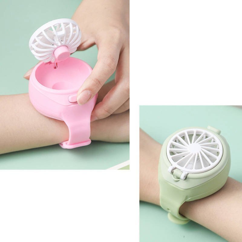 RoGer Portable Mini Watch Fan USB for Children Pink kaina ir informacija | Ventiliatoriai | pigu.lt