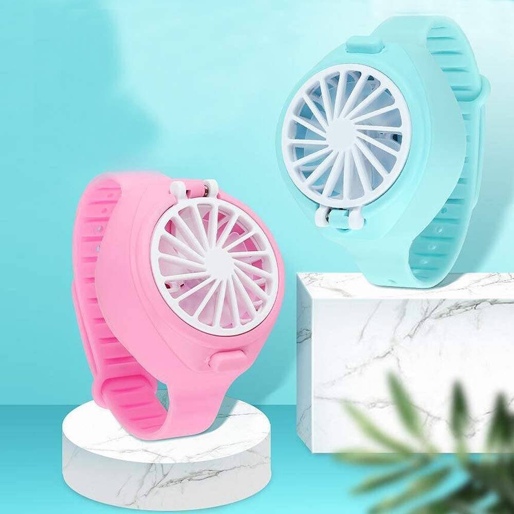 RoGer Portable Mini Watch Fan USB for Children Pink kaina ir informacija | Ventiliatoriai | pigu.lt