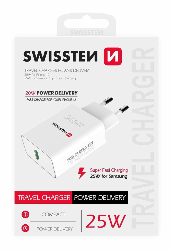 Swissten Premium SW-USBCPD25W-W цена и информация | Krovikliai telefonams | pigu.lt