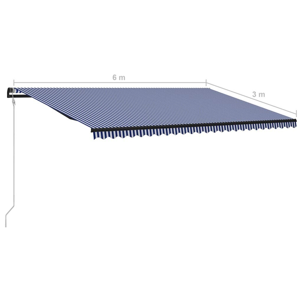 Automatinė ištraukiama markizė, 600x300 cm, mėlyna kaina ir informacija | Skėčiai, markizės, stovai | pigu.lt