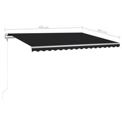 Automatinė markizė su led/vėjo jutikliu, 400x300 cm, pilka цена и информация | Зонты, маркизы, стойки | pigu.lt