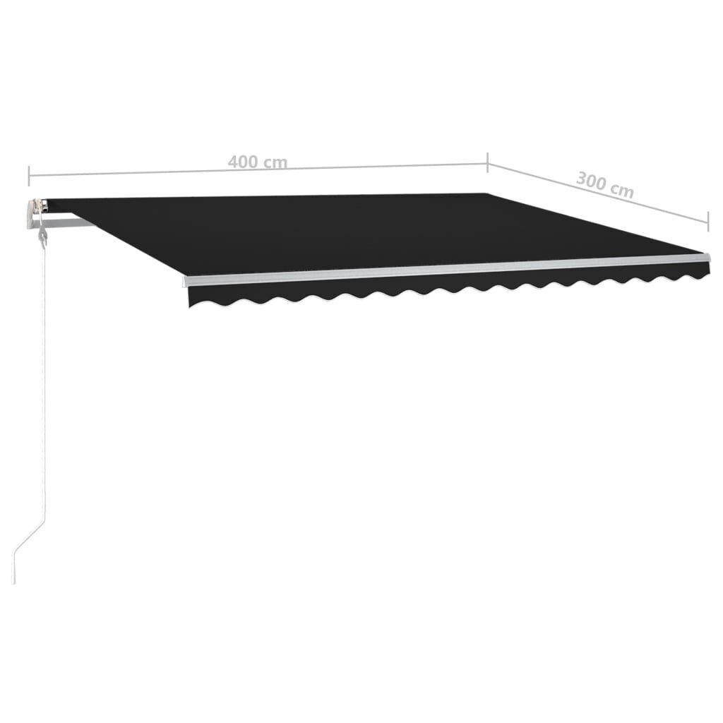 Automatinė markizė su led/vėjo jutikliu, 400x300 cm, pilka цена и информация | Skėčiai, markizės, stovai | pigu.lt