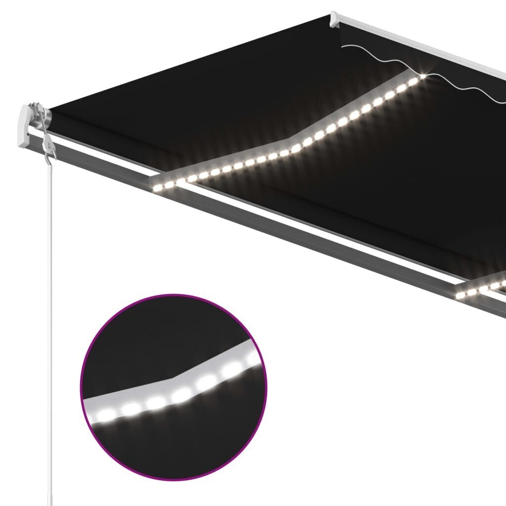 Automatinė markizė su led/vėjo jutikliu, 400x300 cm, pilka kaina ir informacija | Skėčiai, markizės, stovai | pigu.lt