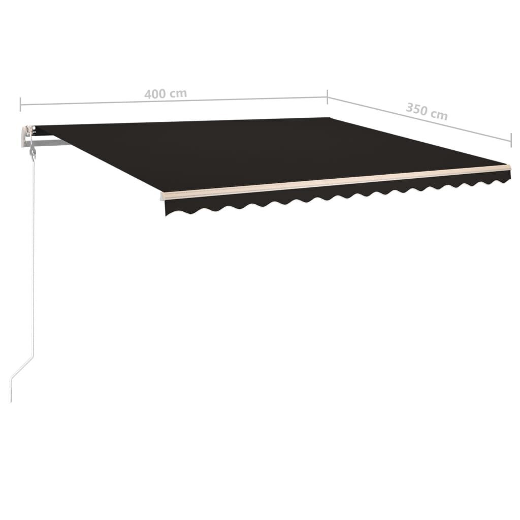 Automatinė markizė su led/vėjo jutikliu, 400x350 cm, pilka kaina ir informacija | Skėčiai, markizės, stovai | pigu.lt