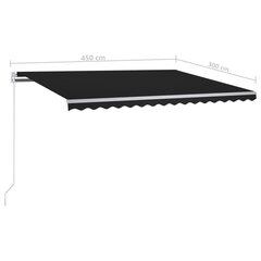 Automatinė markizė su led/vėjo jutikliu, 450x300 cm, pilka цена и информация | Зонты, маркизы, стойки | pigu.lt