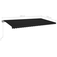 Automatinė markizė su led/vėjo jutikliu, 600x350 cm, pilka цена и информация | Зонты, маркизы, стойки | pigu.lt