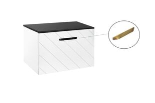 Шкафчик для ванны со столешницей Besco Floo 60 Slim black, белый/золотой цена и информация | Шкафчики для ванной | pigu.lt