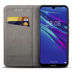 Перекидной чехол Moozy для Huawei Y6 2019 - Черный магнитный откидной футляр с держателем для карт и подставкой цена и информация | Чехлы для телефонов | pigu.lt