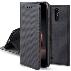 Перекидной чехол Moozy для LG K8 2017 - Черный магнитный откидной футляр с держателем для карт и подставкой цена и информация | Чехлы для телефонов | pigu.lt