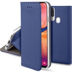 Перекидной чехол Moozy для Samsung A20e - Темно-синий магнитный откидной футляр с держателем для карт и подставкой цена и информация | Чехлы для телефонов | pigu.lt