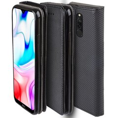 Перекидной чехол Moozy для Xiaomi Redmi 8 - Черный магнитный откидной футляр с держателем для карт и подставкой цена и информация | Чехлы для телефонов | pigu.lt