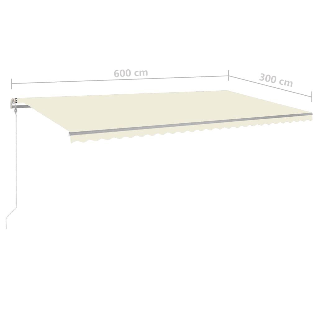 Automatinė markizė su led/vėjo jutikliu, 600x300 cm, ruda kaina ir informacija | Skėčiai, markizės, stovai | pigu.lt