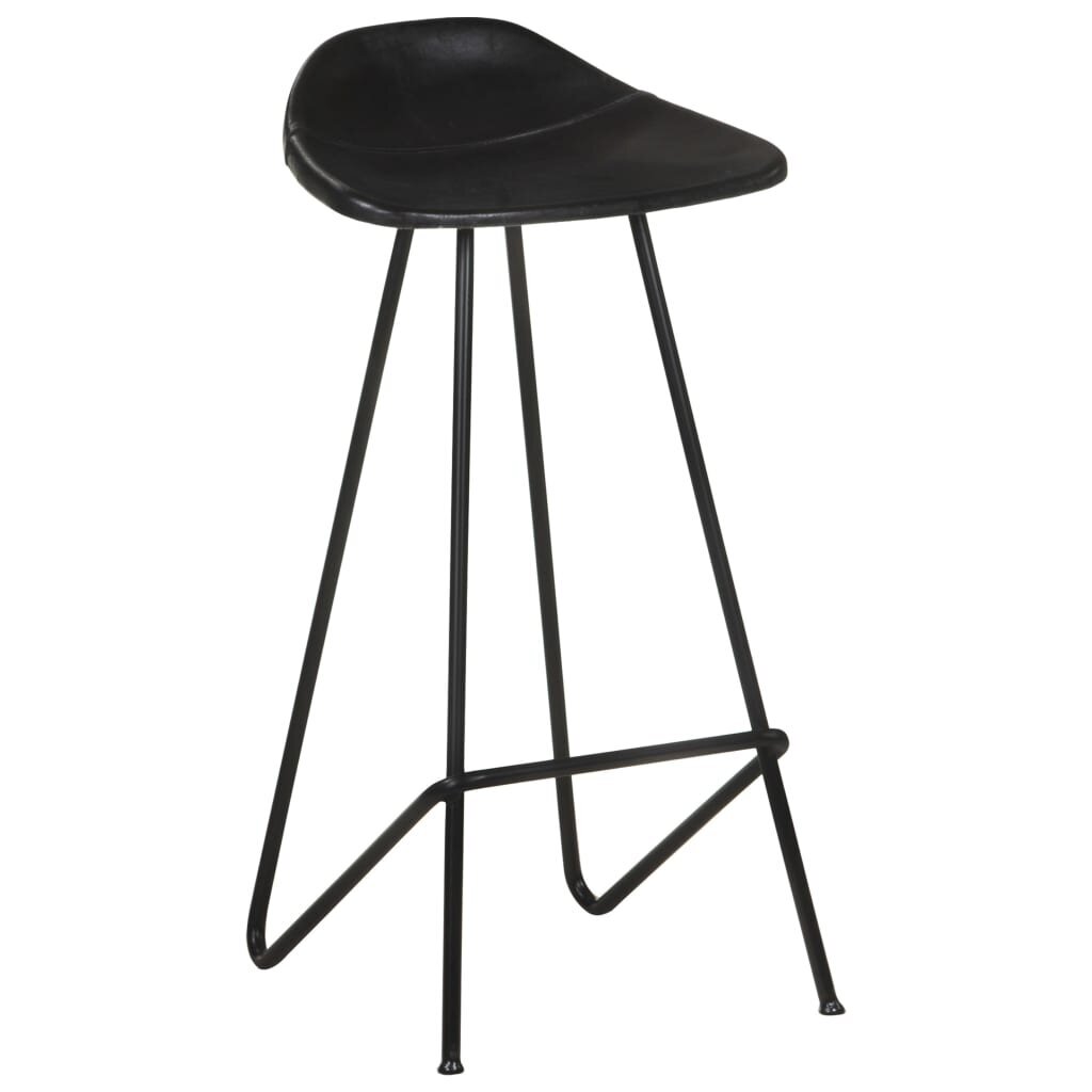 Baro taburetės, 2vnt., juodos spalvos, tikra oda kaina ir informacija | Virtuvės ir valgomojo kėdės | pigu.lt