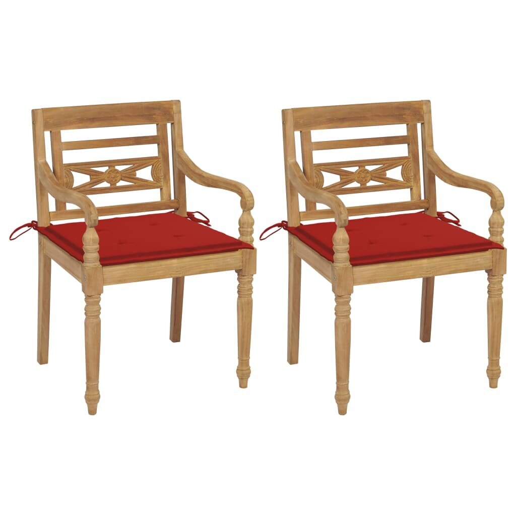 Batavia kėdės su raudonomis pagalvėlėmis, 2vnt. kaina ir informacija | Lauko kėdės, foteliai, pufai | pigu.lt