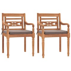 Batavia kėdės su tamsiai pilkomis pagalvėlėmis, 2vnt. kaina ir informacija | Lauko kėdės, foteliai, pufai | pigu.lt