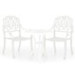 vidaXL Bistro baldų komplektas, 3 dalių, baltas, lietas aliuminis  kaina ir informacija | Lauko baldų komplektai | pigu.lt