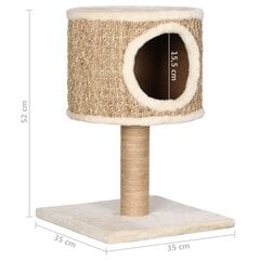 Draskyklė su nameliu ir stulpu vidaXL, 52 cm, smėlio spalvos kaina ir informacija | Draskyklės | pigu.lt