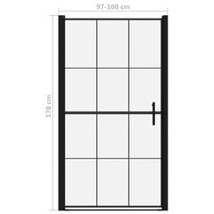 Dušo durys, juodos spalvos, 100x178cm, grūdintas stiklas цена и информация | Душевые двери и стены | pigu.lt