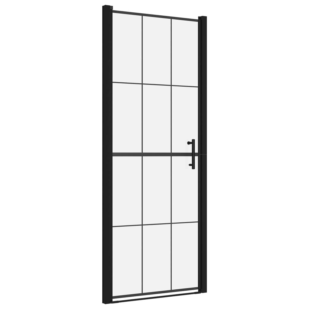 Dušo durys, juodos spalvos, 91x195cm, grūdintas stiklas kaina ir informacija | Dušo durys ir sienelės | pigu.lt