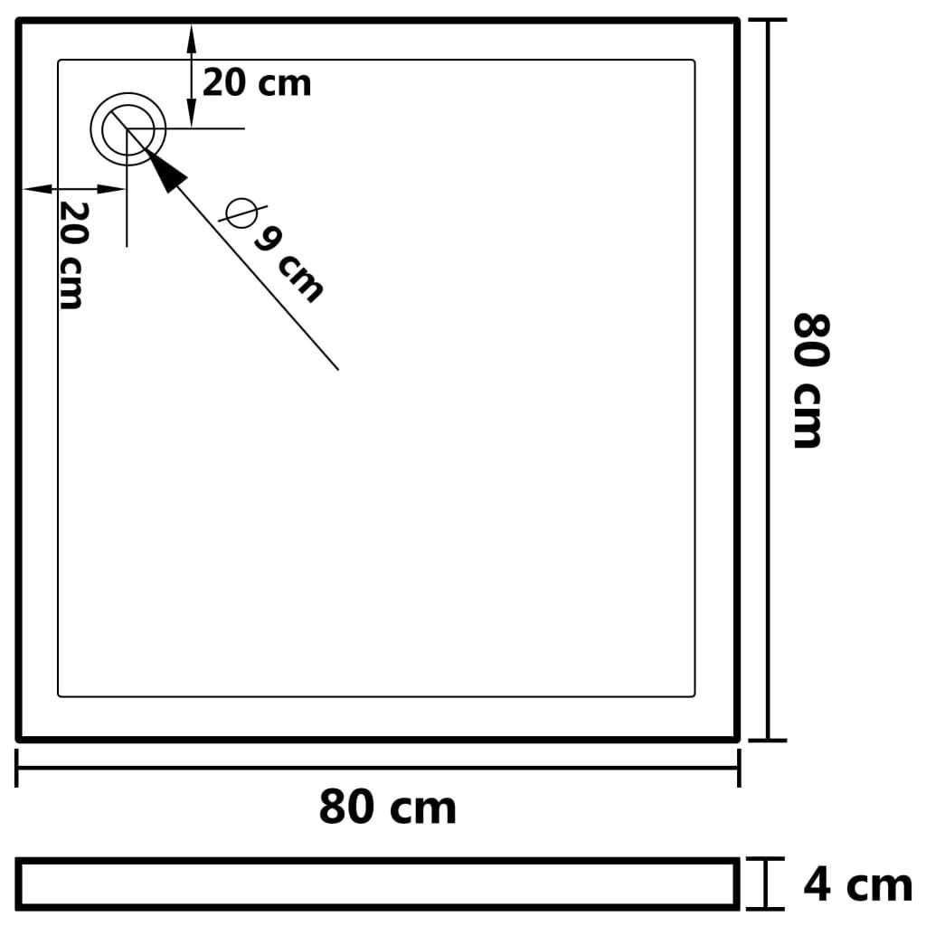 Dušo padėklas, 80x80x4cm, baltas kaina ir informacija | Dušo padėklai | pigu.lt