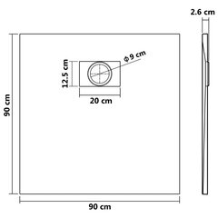 Dušo padėklas, 90x90cm, lieto lakšto junginys цена и информация | Душевые поддоны | pigu.lt