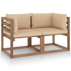 Dvivietė sodo sofa iš palečių su smėlio pagalvėlėmis kaina ir informacija | Lauko kėdės, foteliai, pufai | pigu.lt