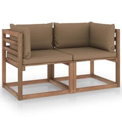 Dvivietė sodo sofa iš palečių su taupe pagalvėlėmis kaina ir informacija | Lauko kėdės, foteliai, pufai | pigu.lt