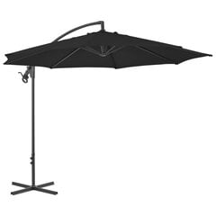 Gembinis skėtis su plieniniu stulpu, 300 cm, juodas kaina ir informacija | Skėčiai, markizės, stovai | pigu.lt