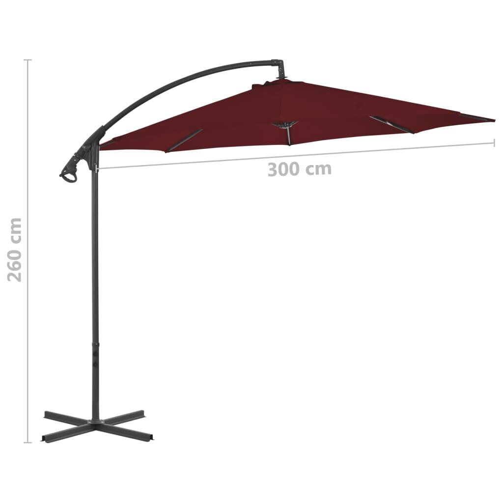 Gembinis skėtis su plieniniu stulpu, 300 cm, raudonas kaina ir informacija | Skėčiai, markizės, stovai | pigu.lt