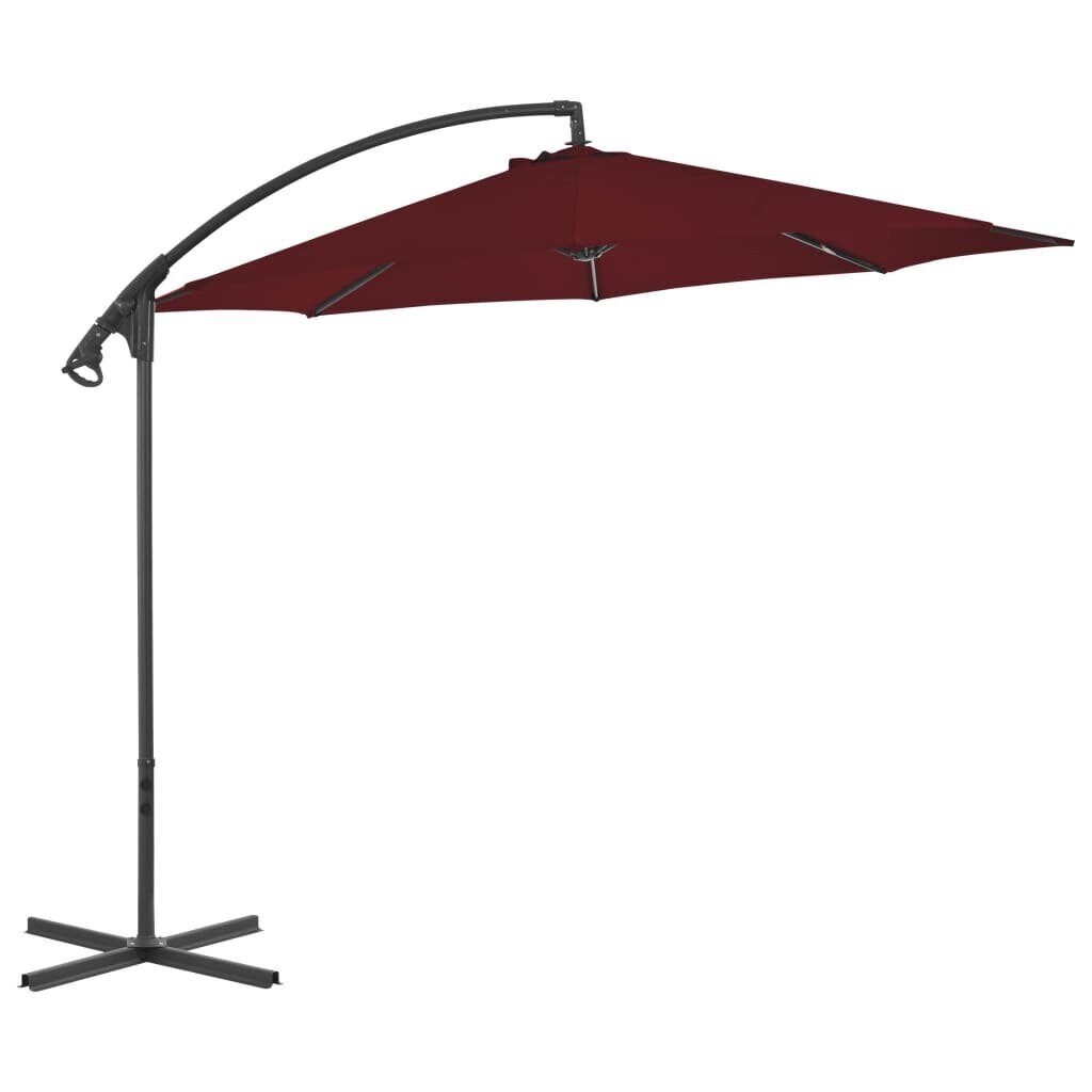 Gembinis skėtis su plieniniu stulpu, 300 cm, raudonas kaina ir informacija | Skėčiai, markizės, stovai | pigu.lt