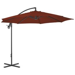 Gembinis skėtis su plieniniu stulpu, 300 cm, rudas kaina ir informacija | Skėčiai, markizės, stovai | pigu.lt