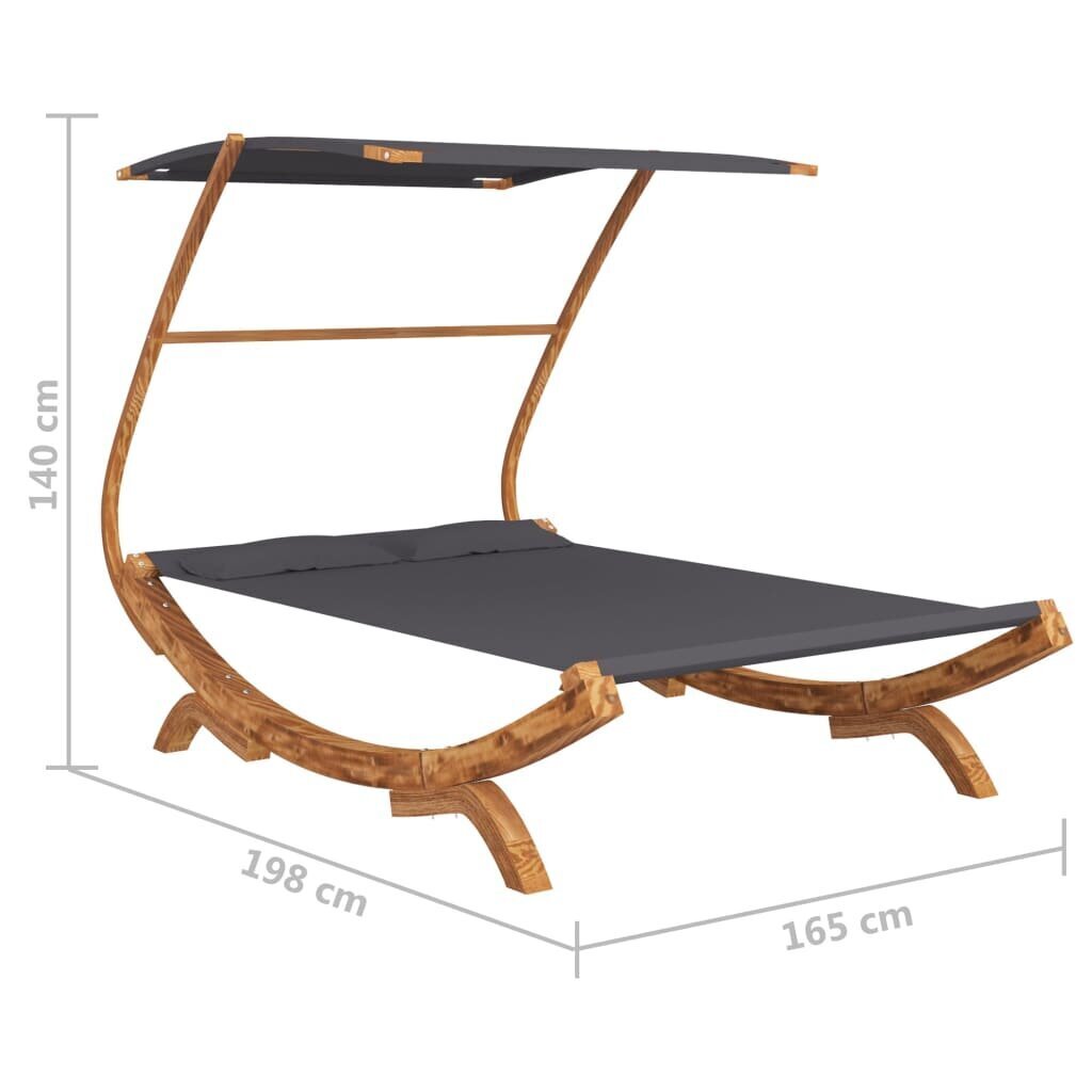 vidaXL Hamakas su stogeliu, antracito, 165x198x140cm, medienos masyvas цена и информация | Hamakai | pigu.lt